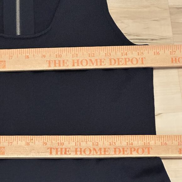 Rachel Roy Women XL Fit Flare Dress Knit TankFlutter Hem Navy Blue White Hem - Picture 4 of 8